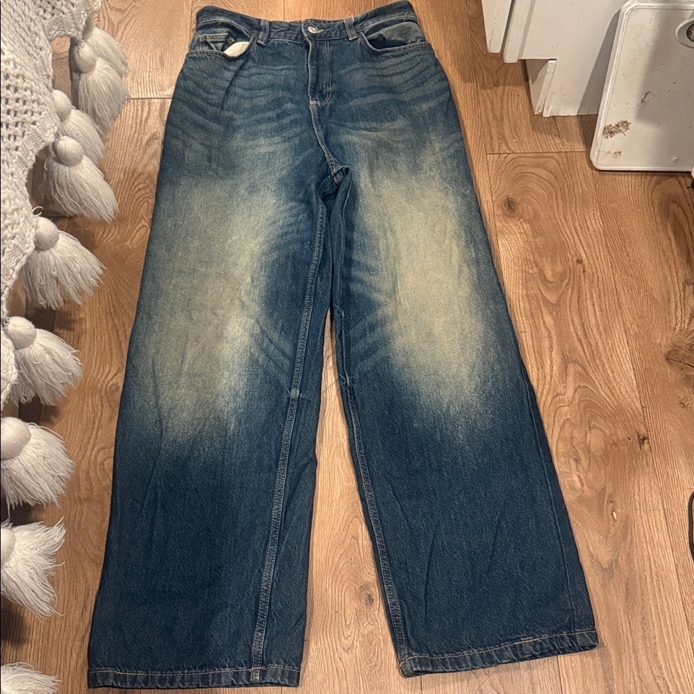Bershka WOMENS Dark Blue wide leg 15 waist around 30